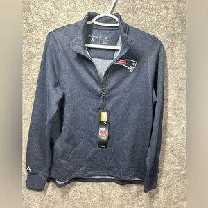 New England Patriots Shirt Womens Medium Quarter Zip Blue Long Sleeves Antigua